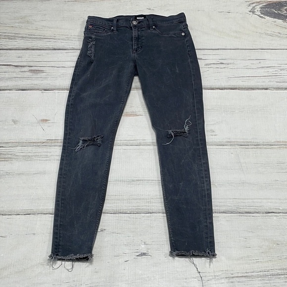 Hudson Jeans Gray Distressed Denim Skinny Stretch Size 26 - Picture 3 of 12